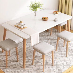 北欧实木腿餐桌现代简约长方形日式 餐桌椅组合吃饭桌子家用小户型