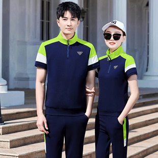 361运动套装 男夏季 T恤情侣团队跑步服两件套 韩版 女士纯棉休闲短袖