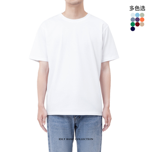 IDLT 标准版 潮ins 高品质水洗纯色T恤 圆领休闲纯棉彩黑白短袖