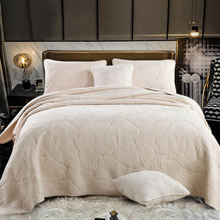美式 双面纯棉绣花绗缝被三件套韩式 通用床单 高档2024新款 床盖四季