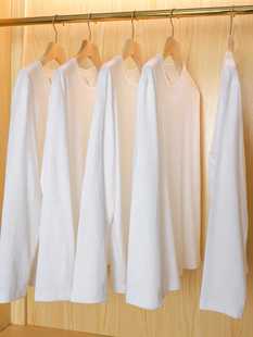 买一送一 t恤宽松纯色打底男女款 新疆棉210g重磅纯棉白色长袖