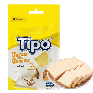 临期 TIPO牛奶味蛋酥脆涂层面包干135g饼干糕点甜品香脆零食 越南