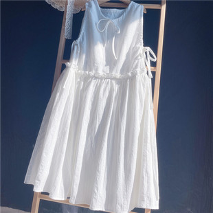 品质做工2024白色提花背心内搭外穿裙子夏季 连衣裙女 棉麻甜美无袖