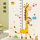 可移除墙贴儿童房客厅卡通宝宝量身高尺墙面装 饰贴画动物身高贴纸