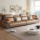 拉芙菲 极简轻奢现代简约客厅直排三四人位皮艺沙发 真皮沙发意式