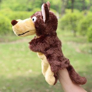 新款 毛绒玩具手偶大灰狼动物造型玩偶 游戏道具布偶兔子和狼 包邮