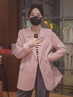轻奢高级粉色西装 外套女2024春秋新款 西服潮 韩版 气质洋气国风中式