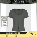 新款 纽扣开襟衬衫 UR2024夏季 女装 时尚 UWJ240027 设计感修身