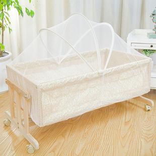 加粗实木婴儿床小摇床便携式 2岁宝宝 宝宝摇篮床小童床可摇摆0