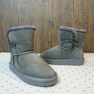 真皮羊毛一体雪地靴 保暖女靴子24 新款 中筒靴 流苏女靴 冬季