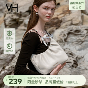 VH女包极简设计感包包牛皮腋下包新款 单肩包新月包纯色百搭手提包