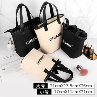化妆包女饭盒包韩国网红便携大容量收纳包手提袋帆布包日系字母袋