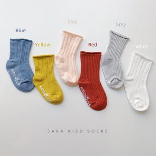 sarakids2020春夏新款 儿童糖果色短袜男女宝宝纯棉袜子婴儿短袜
