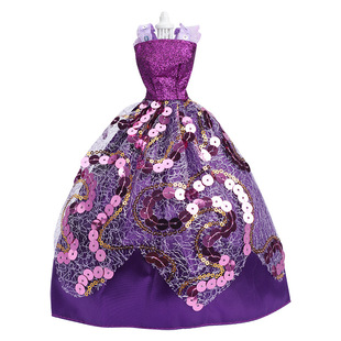紫珠片婚纱全包半包6分娃衣适合11.5英寸Barbie 30cm巴比娃娃裙子