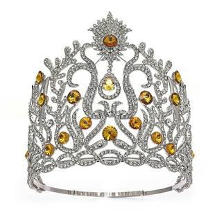 欧美舞台泰国加冕选美世界小姐大号王冠走秀新娘皇冠桂冠香槟水晶