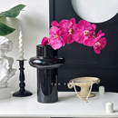 黑色简约陶瓷花瓶高级感中古法式 饰花器 插花客厅摆件复古轻奢装