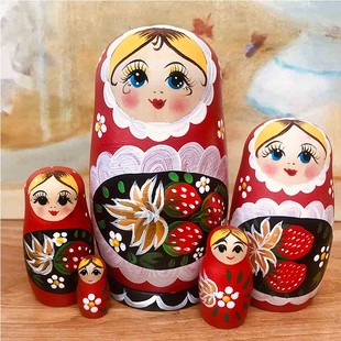 俄罗斯套娃5层特色创意生日情人礼物旅游纪念品儿童手绘可爱玩具