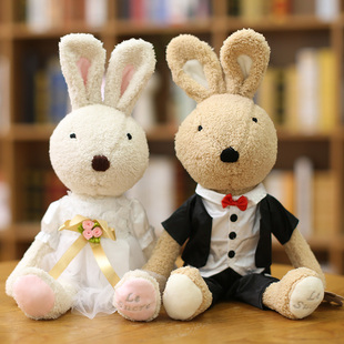 正版 日本Le 太子兔情侣公仔结婚礼品婚车头娃娃 Sucre砂糖兔婚纱款