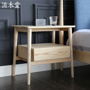日式 简约现代白蜡木实木定制定做榫卯工艺卧室床边柜床头柜收纳柜