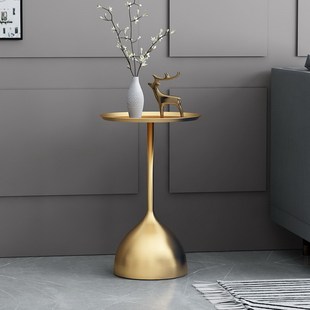 北欧创意大理石小茶几客厅沙发边几简约现代铁艺金色小圆桌角几