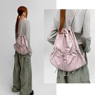 23夏韩国线上品牌BLACKUP时尚 双肩背包 百搭4色慵懒抽绳设计束口式