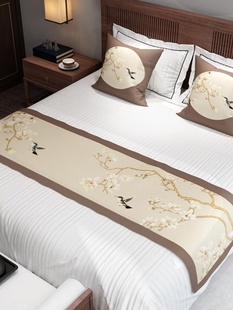 床旗中式 床盖 桌旗定制家用民宿宾馆酒店专用卧室搭巾搭配床尾新款