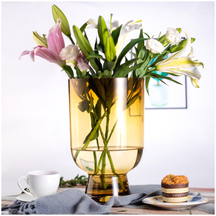 朗峰简约现代 YC3彩色玻璃摆设花瓶 餐桌摆设花器玻璃瓶 欧式 花插