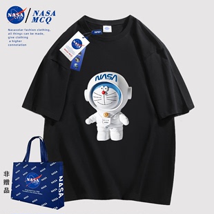 NASA MCQ联名2024新款 小熊卡通字母男女情侣同款 纯棉T恤短袖