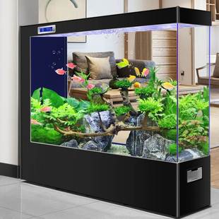 超白玻璃方形鱼缸客厅家用新款 屏风隔断免换水族箱懒人生态金鱼缸