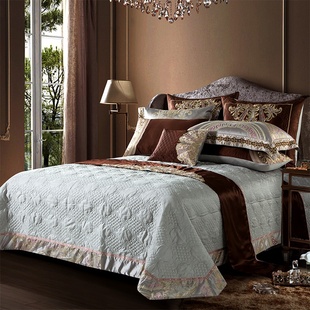 欧式 高档奢华样板间1.8米床上用品 贡缎提花全棉床单床盖多件套