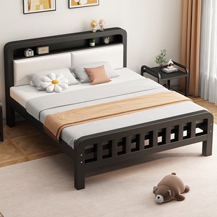 铁艺床家用主卧双人床1.5米单人宿舍加厚铁架床出租房用1.2米铁床
