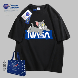 NASA SOLAR联名2024夏季 T恤HQG 新款 情侣百搭潮牌印花纯棉户外短袖