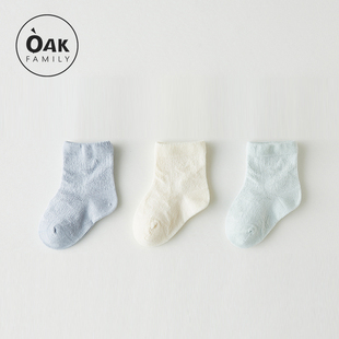 Family防蚊短袜婴儿夏季 Oak 3双装 纯棉薄款 6一12月男女宝宝袜子