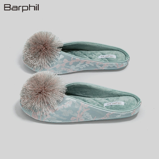 Barphil拖鞋 室内家居新中式 国风 棉拖鞋 女旗袍静音包头绣花月子鞋