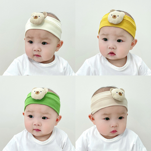 婴儿发带夏季 0一6月宝宝帽子囟门帽3新生儿胎帽护卤门气门帽 薄款