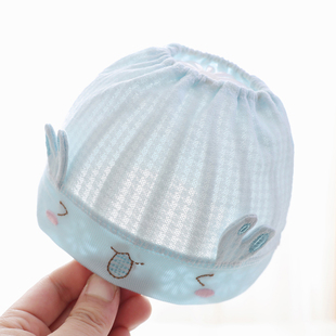 婴儿帽子夏季 薄款 3男宝宝帽子0一6月 空顶胎帽囟门帽新生儿春秋款