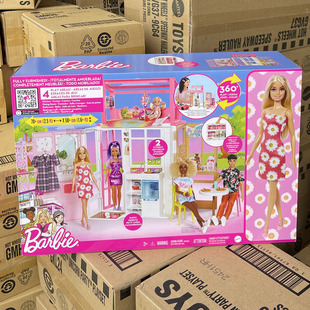 芭比娃娃之新梦幻度假屋女孩社交互动过家家生日礼物玩具HCD48