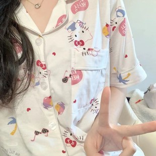 新款 可爱hellokitty睡衣女夏季 日系卡通凯蒂猫薄款 短袖 家居服 短裤