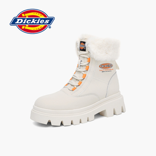 Dickies马丁靴女2023年冬季 靴女 加绒保暖雪地靴厚底短靴增高工装