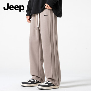子男士 Jeep吉普裤 抽绳设计感宽松阔腿休闲长裤 春秋季 直筒运动卫裤