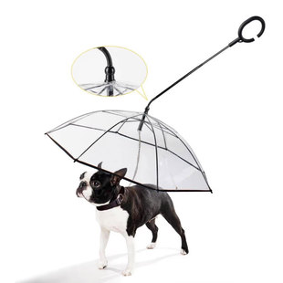 遛狗伞透明雨伞大号狗狗专用宠物雨伞宠用品可调节雨天遛狗牵引绳