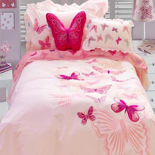 纯棉卡通可爱儿童公主风床上用品四件套全棉刺绣高低床1.2m三件套