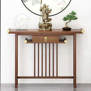 新中式 玄关桌窄长条案靠墙玄关案台供奉桌子胡桃色实木端景台
