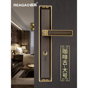 新中式 门锁室内纯铜静音家用大门通用型木门全铜别墅卧室房门锁具