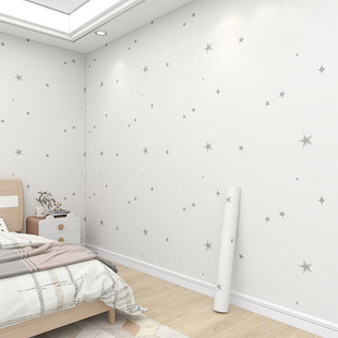 高级感壁纸自粘墙壁家用加厚防水防潮大面积卧室墙面星星贴纸