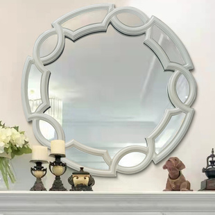 欧式 仿古白装 饰 饰镜创意玄关壁炉艺术镜客厅背景墙壁挂镜样板房装