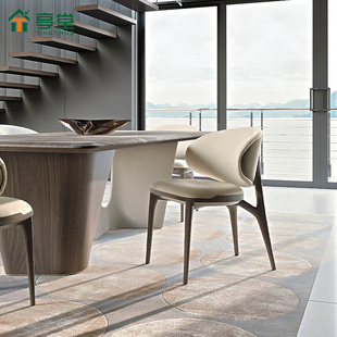 亭堂意式 家用极简实木靠背椅turri 轻奢真皮餐椅现代简约设计师款