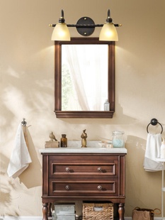 定制新全铜美式 卫生间浴室灯具防雾梳妆台灯化妆 镜柜专用镜前灯