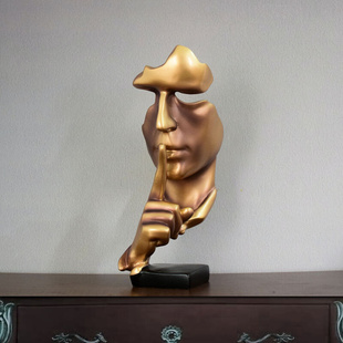 简约现代创意沉默是金工艺品摆件北欧雕塑办公室客厅艺术品装