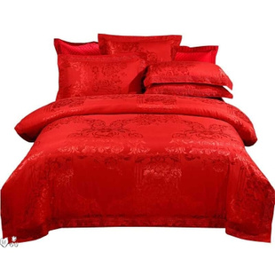 床上四件套婚庆4结婚冬天婚庆大红色床上用品1.8m床单被套新婚套